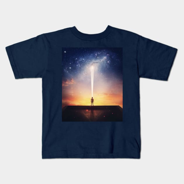 watching the galaxy Kids T-Shirt by psychoshadow